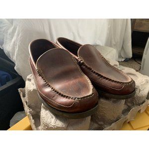 LL Bean Brown Leather Moc Toe Boat Shoes Casual